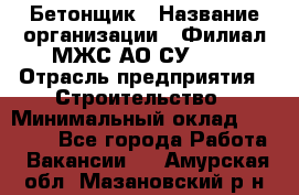 Бетонщик › Название организации ­ Филиал МЖС АО СУ-155 › Отрасль предприятия ­ Строительство › Минимальный оклад ­ 40 000 - Все города Работа » Вакансии   . Амурская обл.,Мазановский р-н